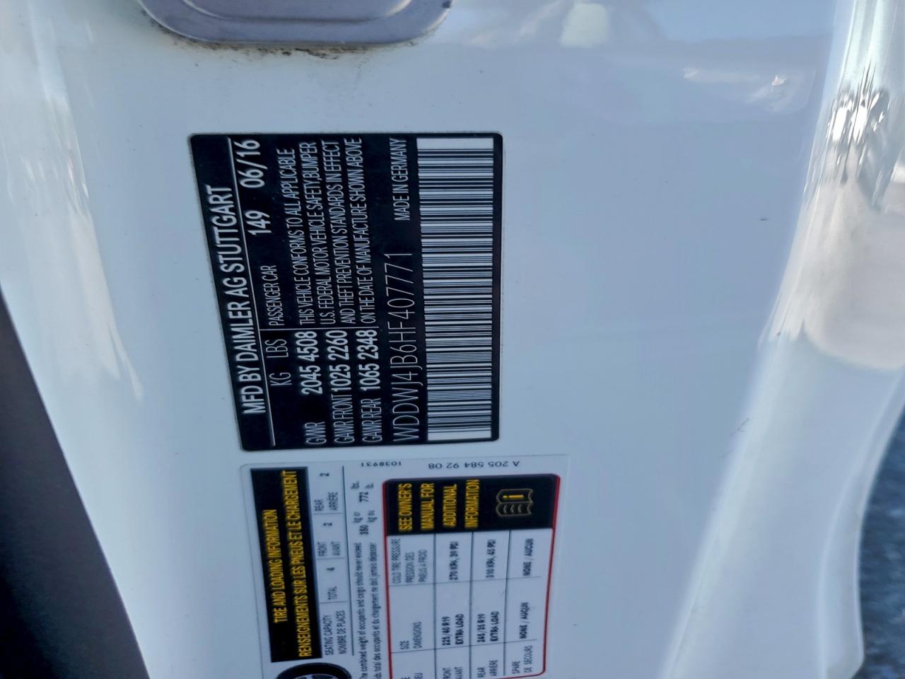 2017 Mercedes-Benz C 300 VIN: WDDWJ4JB6HF407771 Lot: 93954805