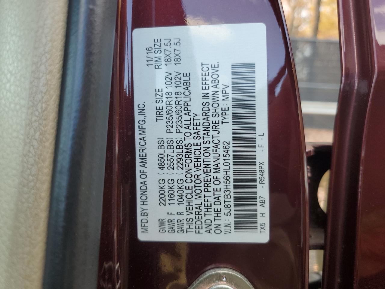 2017 Acura Rdx Technology VIN: 5J8TB3H56HL015462 Lot: 91165985