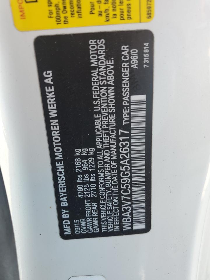 2016 BMW 428 I Sulev VIN: WBA3V7C59G5A26317 Lot: 91423615