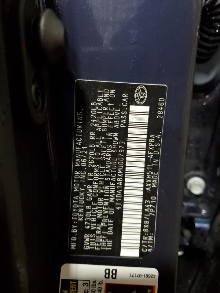 2021 Toyota Avalon Limited VIN: 4T1DA1ABXMU007973 Lot: 91897815