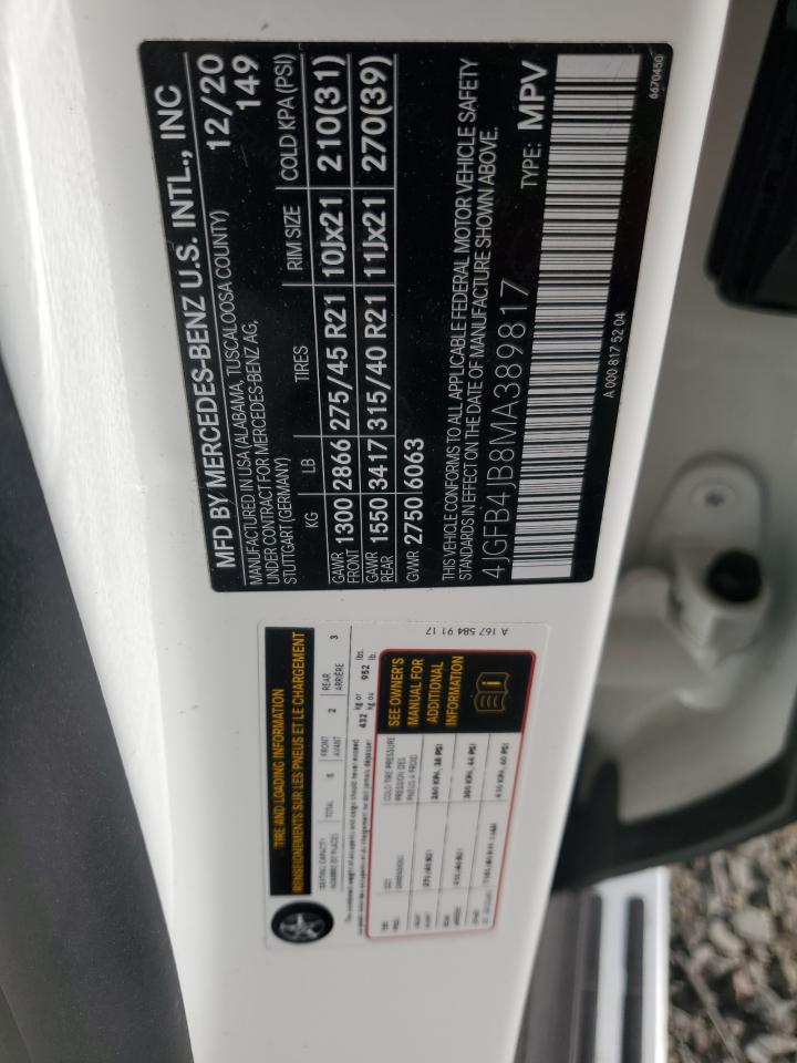 2021 Mercedes-Benz Gle 350 VIN: 4JGFB4JB8MA389817 Lot: 92126615