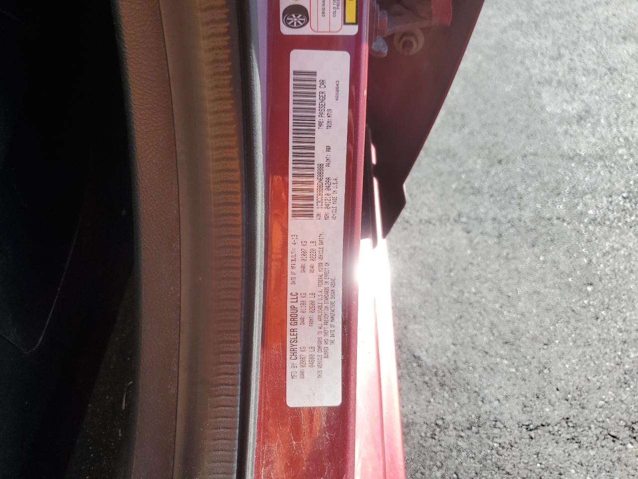 2013 Chrysler 200 Touring VIN: 1C3CCBBB8DN688888 Lot: 91976505