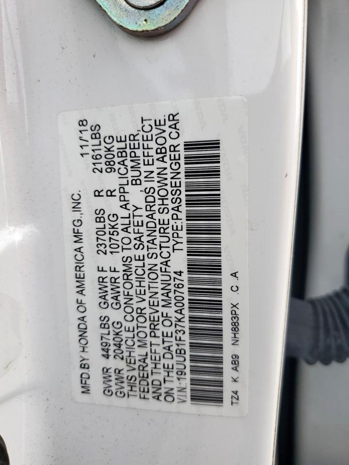 2019 Acura Tlx VIN: 19UUB1F37KA007674 Lot: 93390085