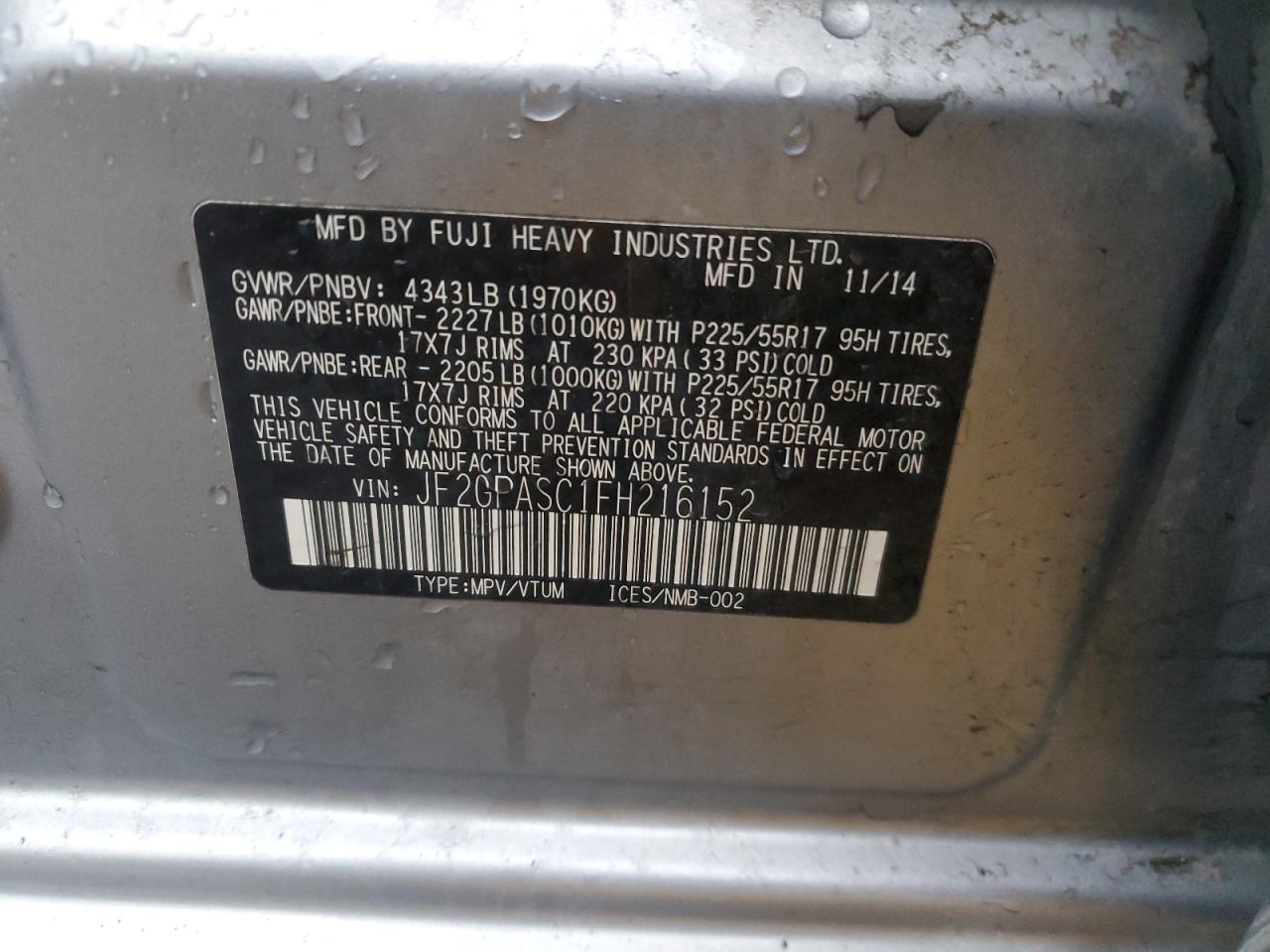 2021 Subaru Xv Crosstrek Sport Limited VIN: JF2GPASC1FH216152 Lot: 93156085