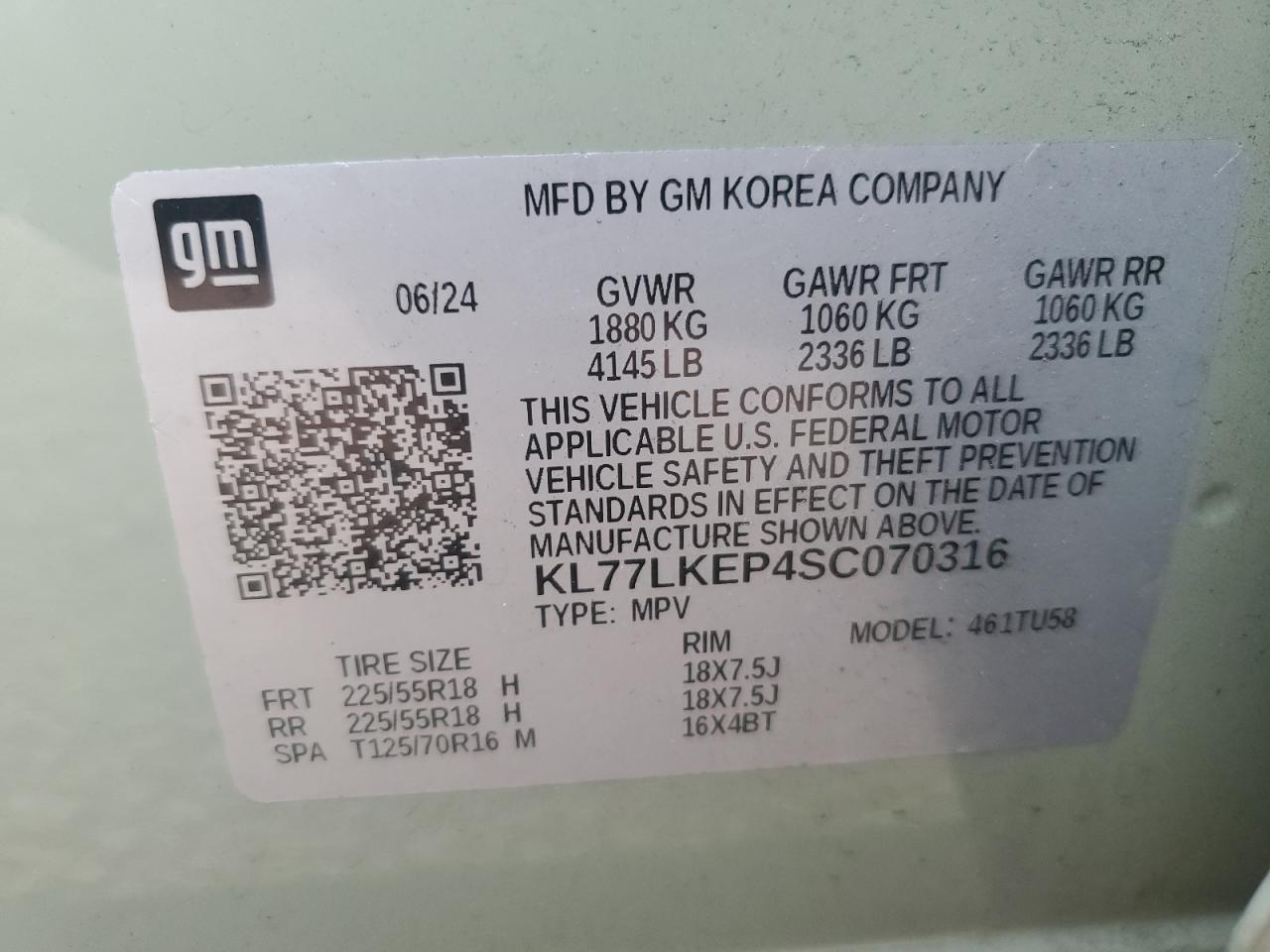 2025 Chevrolet Trax Activ VIN: KL77LKEP4SC070316 Lot: 92629595