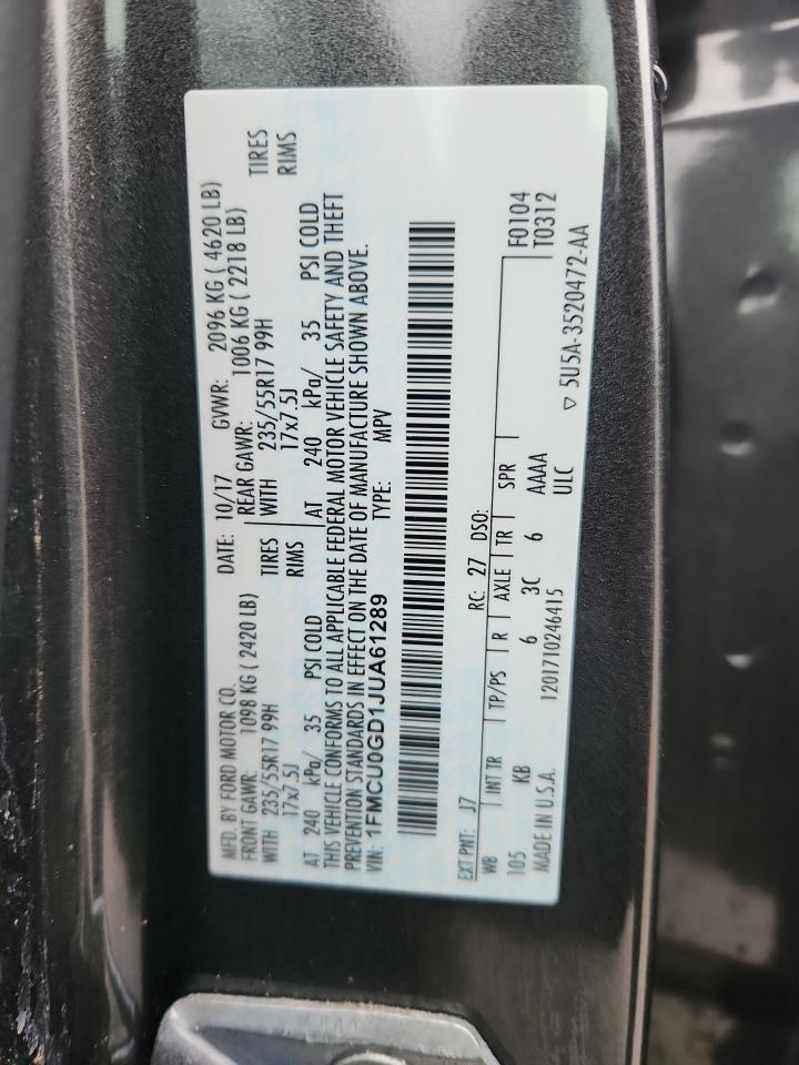 2018 Ford Escape Se VIN: 1FMCU0GD1JUA61289 Lot: 93722995