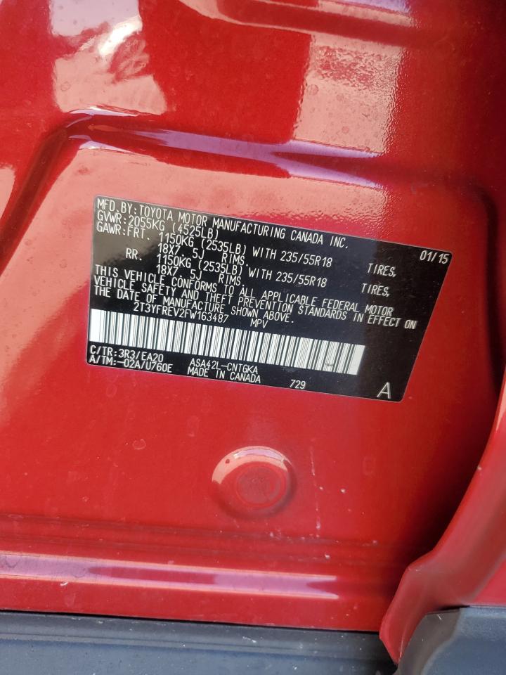 2015 Toyota Rav4 Limited VIN: 2T3YFREV2FW163487 Lot: 82427675