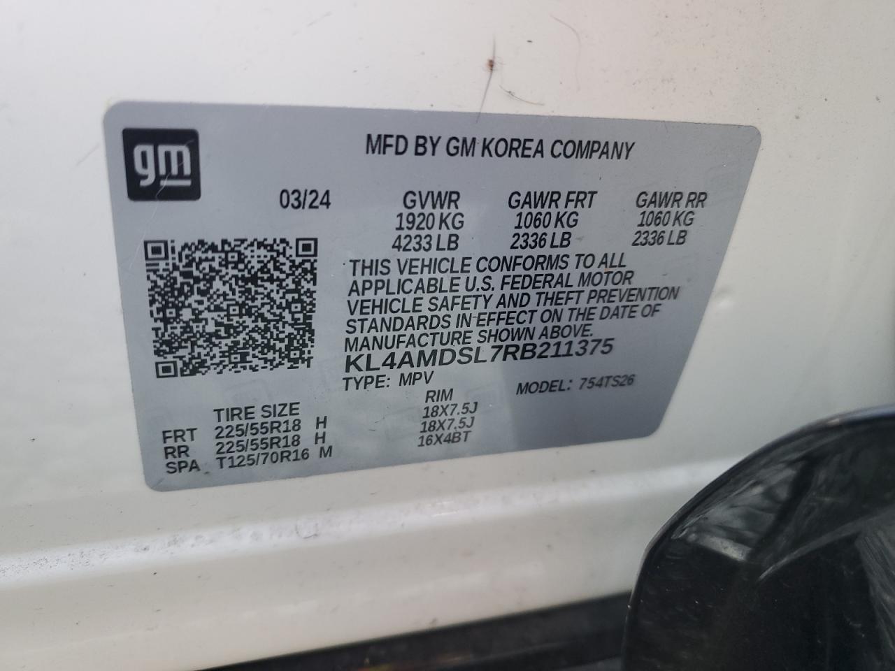 2024 Buick Encore Gx Sport Touring VIN: KL4AMDSL7RB211375 Lot: 92090415