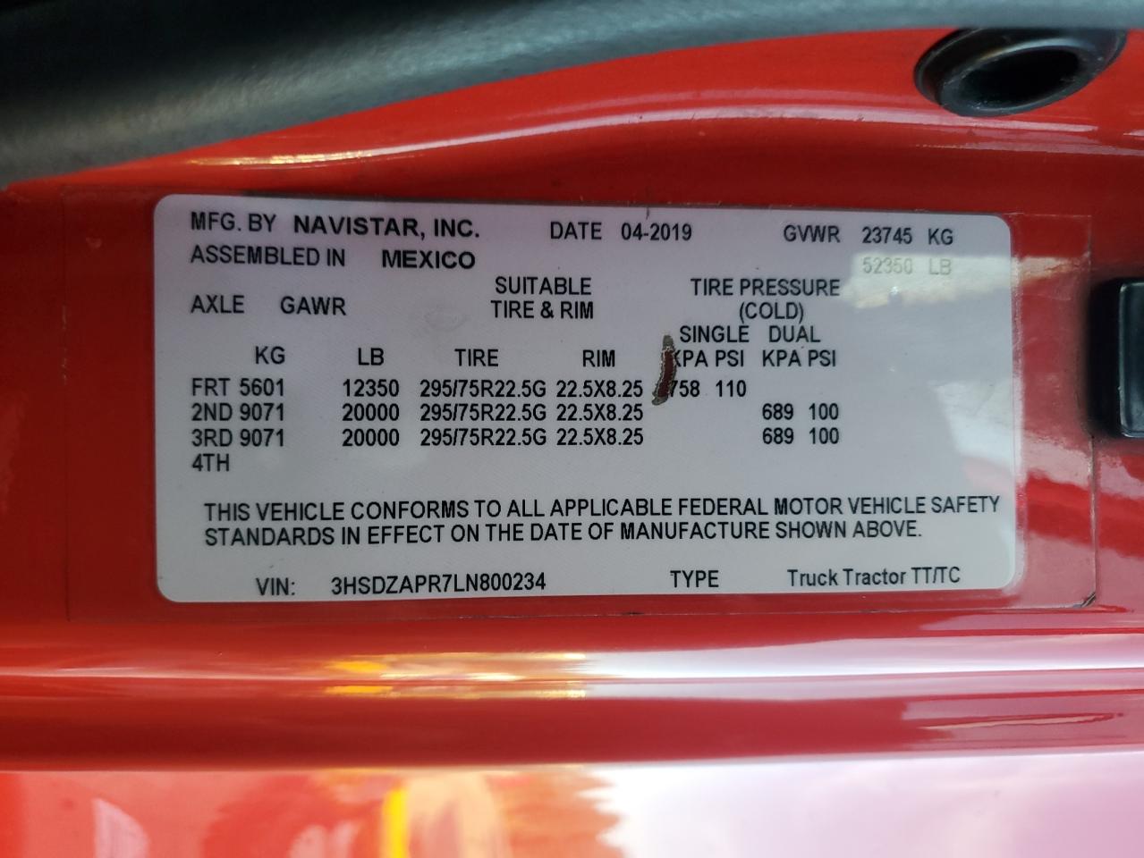 2020 International Lt625 Semi Truck VIN: 3HSDZAPR7LN800234 Lot: 92679855