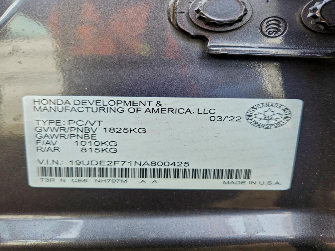 2022 Acura Ilx Premium VIN: 19UDE2F71NA800425 Lot: 93707525