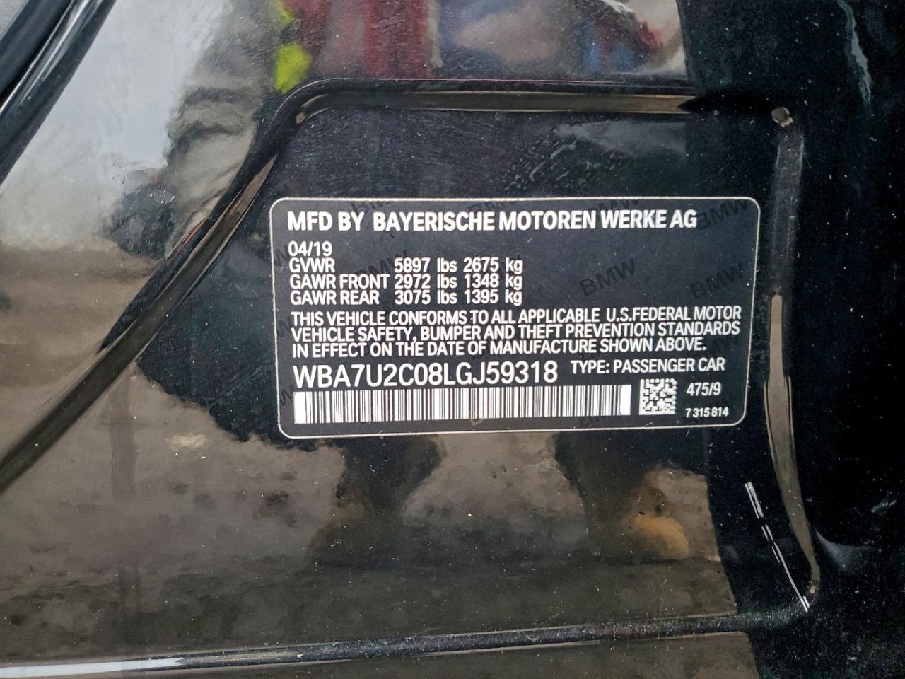 2020 BMW 750 Xi VIN: WBA7U2C08LGJ59318 Lot: 94287685