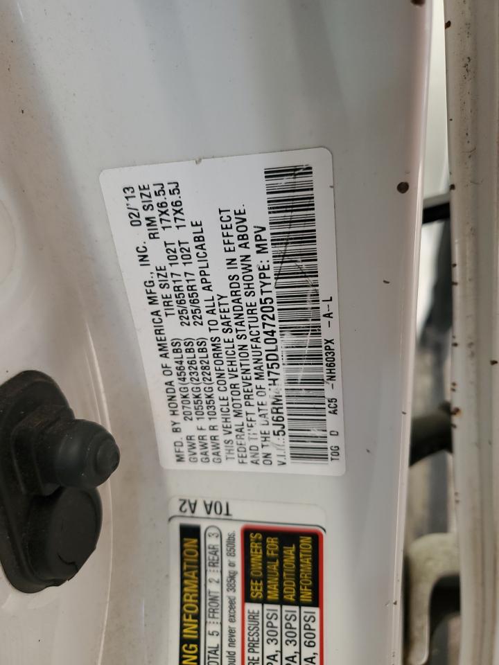 2013 Honda Cr-V Exl VIN: 5J6RM4H75DL047205 Lot: 93221875