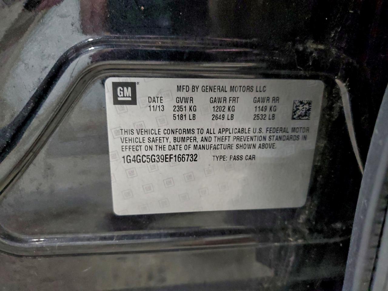 2014 Buick Lacrosse VIN: 1G4GC5G39EF166732 Lot: 94560785