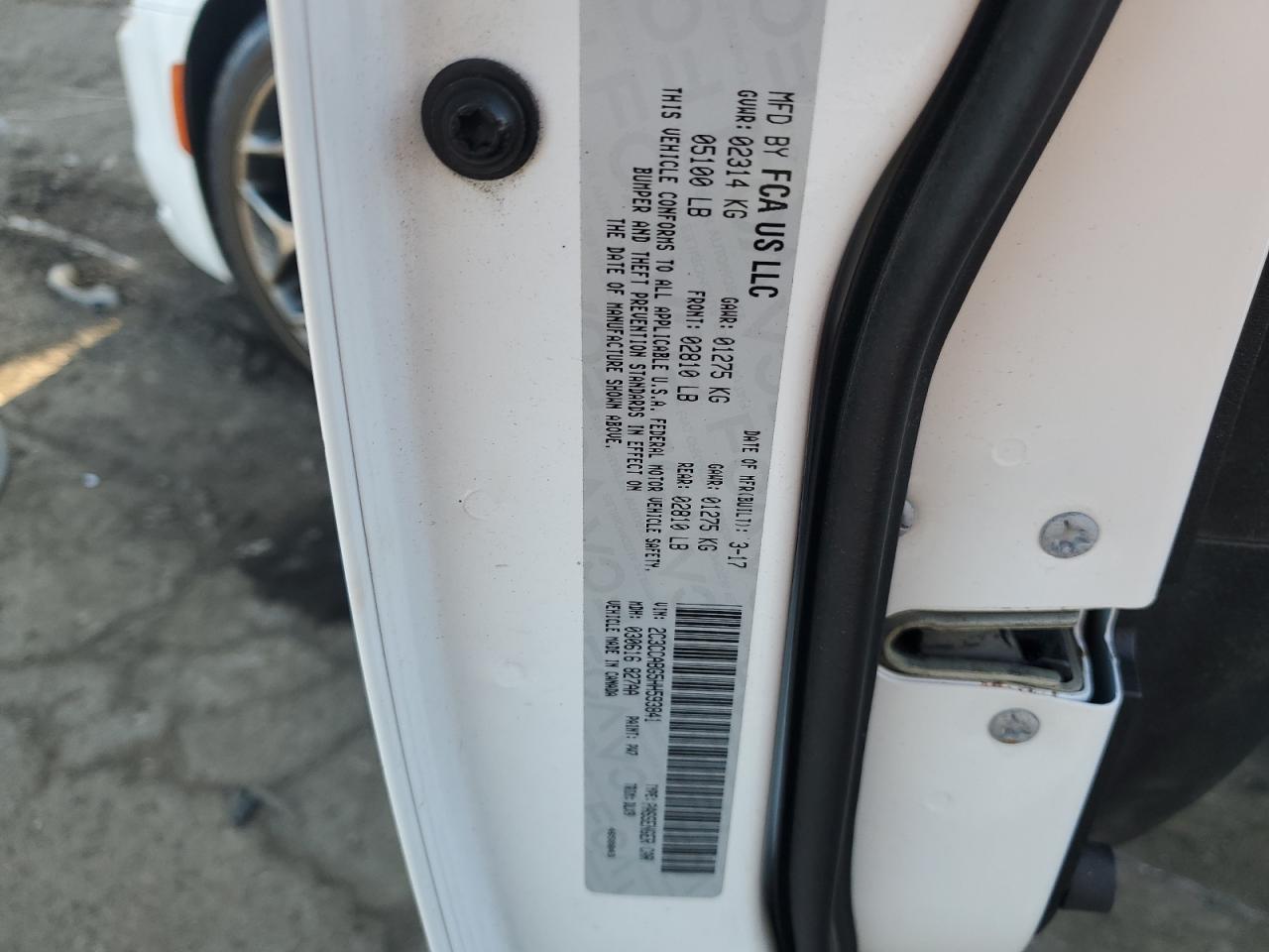 2017 Chrysler 300 S VIN: 2C3CCABG5HH593841 Lot: 92123335