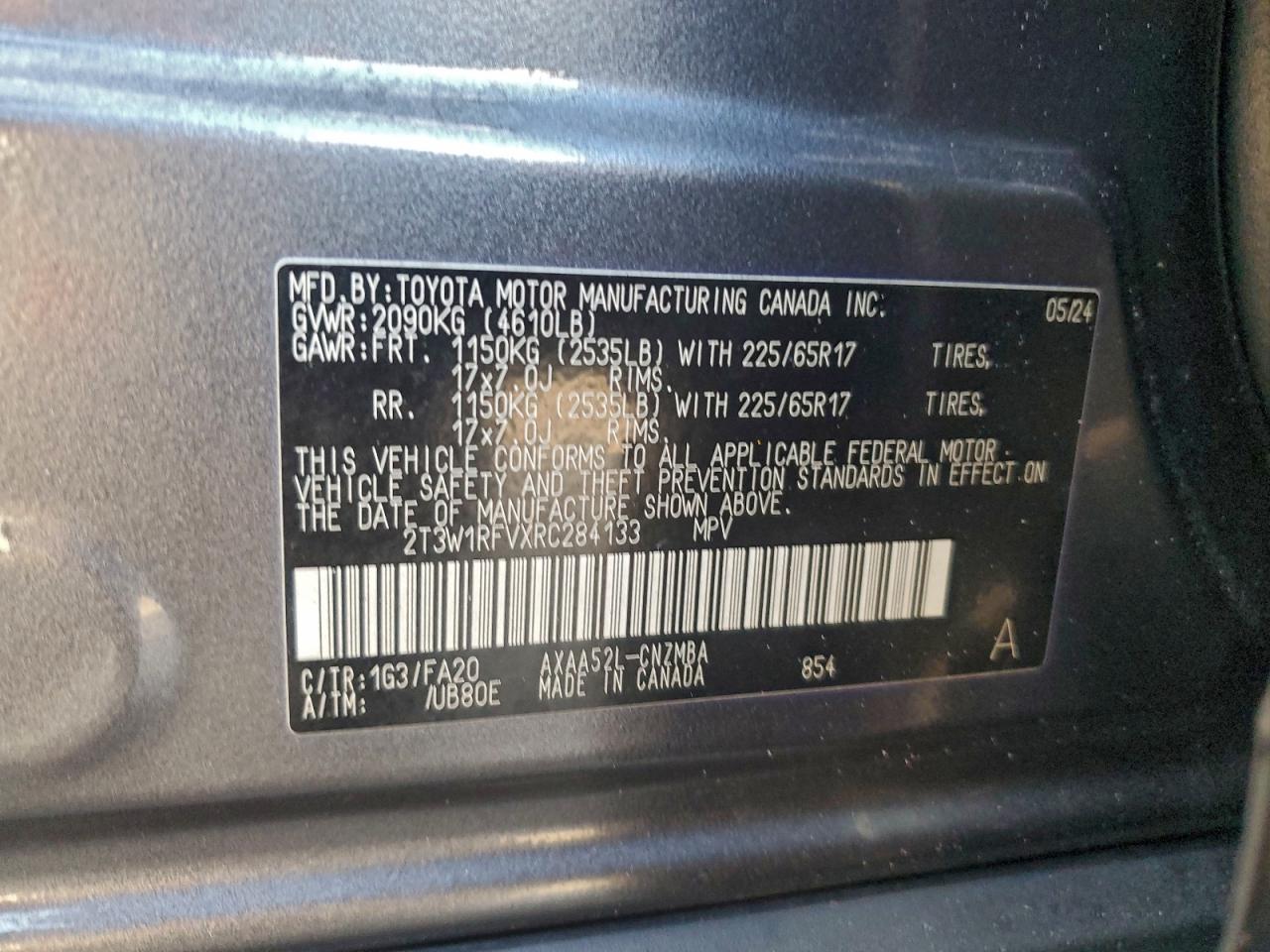 2024 Toyota Rav4 Xle VIN: 2T3W1RFVXRC284133 Lot: 93427625