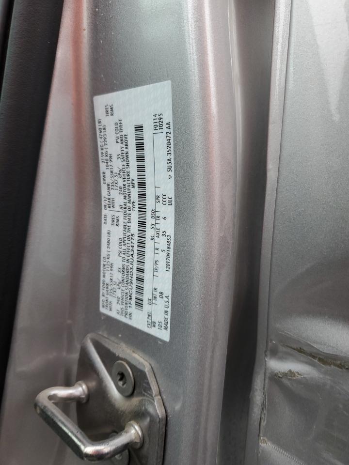 2018 Ford Escape Sel VIN: 1FMCU9HD3JUA34775 Lot: 92714785