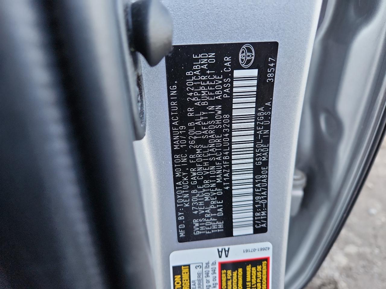 2020 Toyota Avalon Xle VIN: 4T1AZ1FB4LU043208 Lot: 92018895