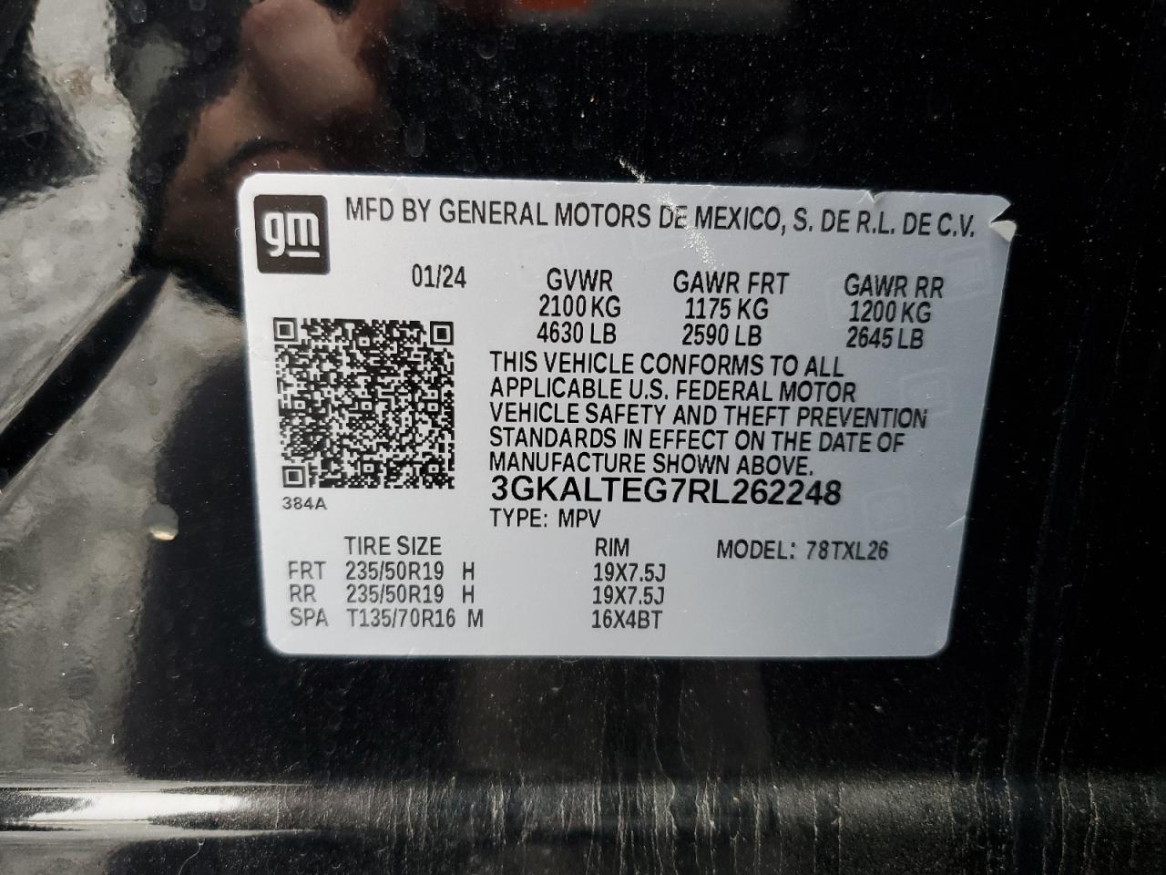 2024 GMC Terrain Sle VIN: 3GKALTEG7RL262248 Lot: 91488785