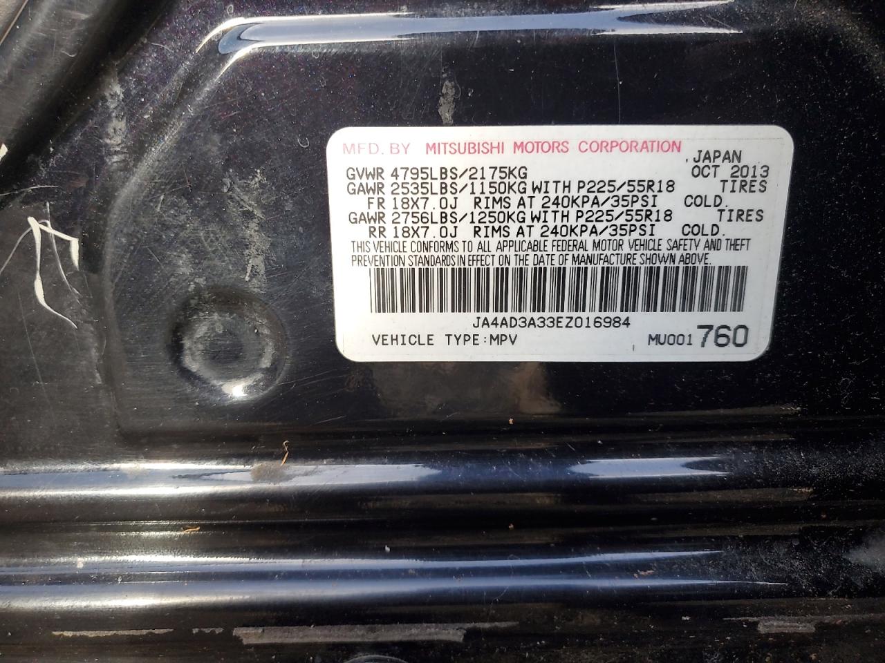 2014 Mitsubishi Outlander Se VIN: JA4AD3A33EZ016984 Lot: 92532585