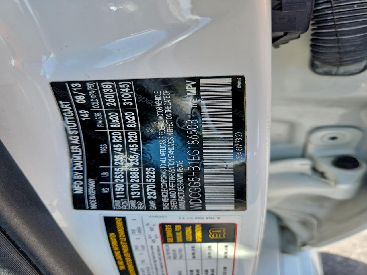 2014 Mercedes-Benz Glk 350 VIN: WDCGG5HB1EG186508 Lot: 94343685