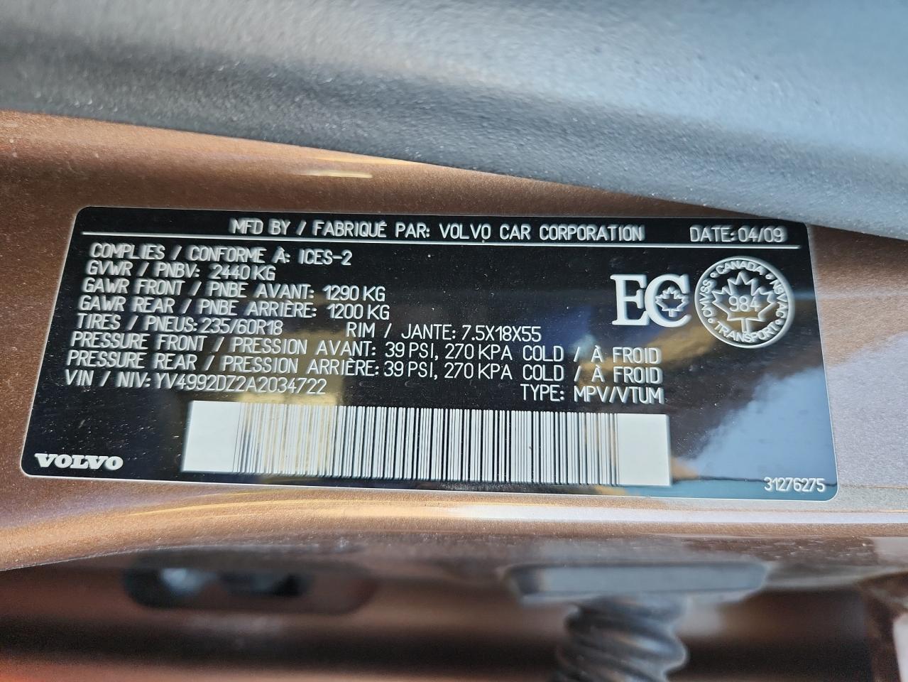 2010 Volvo Xc60 T6 VIN: YV4992DZ2A2034722 Lot: 91441945