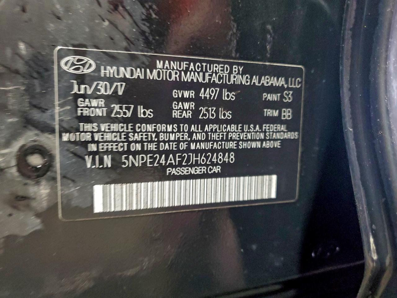 2018 Hyundai Sonata Se VIN: 5NPE24AF2JH624848 Lot: 93918225