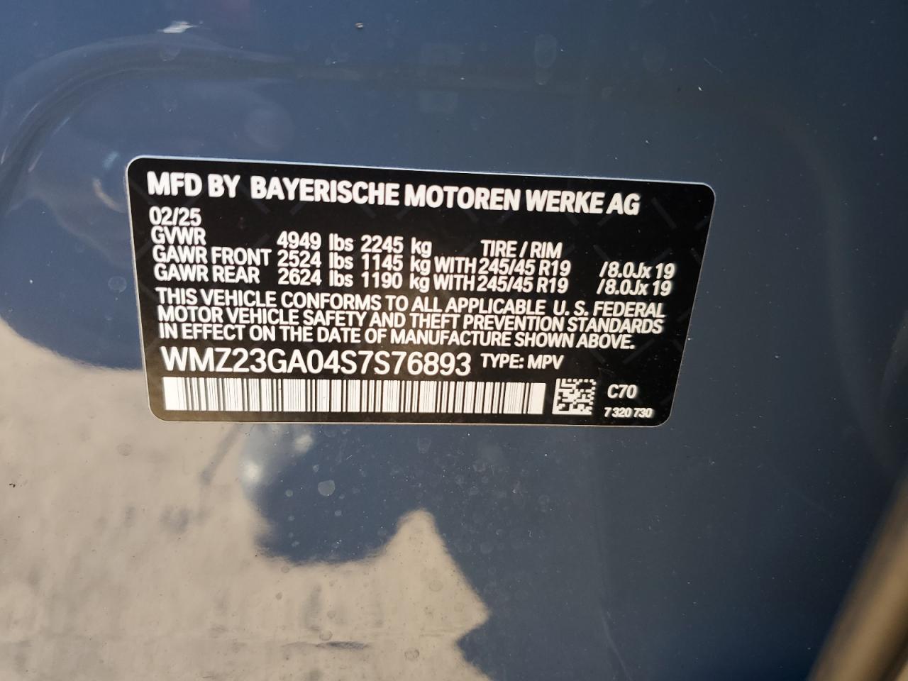 2025 Mini Countryman S All4 VIN: WMZ23GA04S7S76893 Lot: 93235645