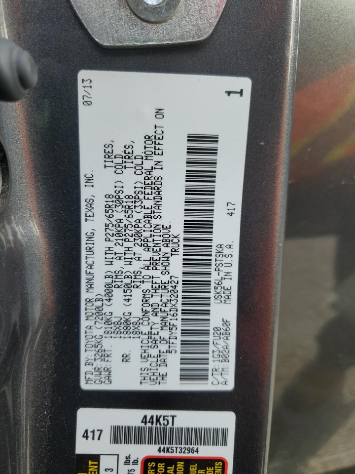 2013 Toyota Tundra Crewmax Sr5 VIN: 5TFDY5F16DX320427 Lot: 92494105