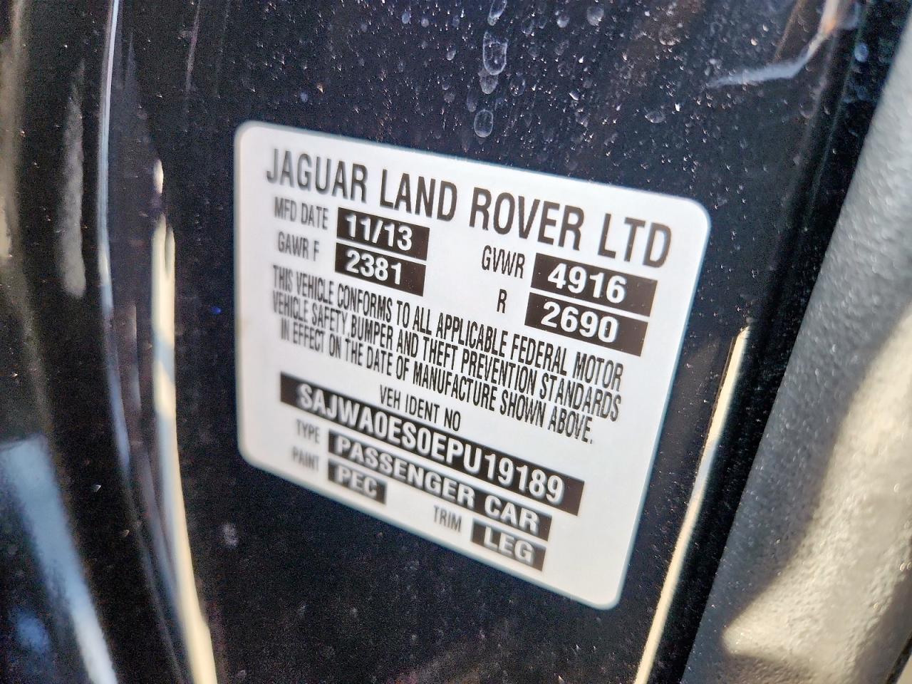 2014 Jaguar Xf VIN: SAJWA0ES0EPU19189 Lot: 92794165