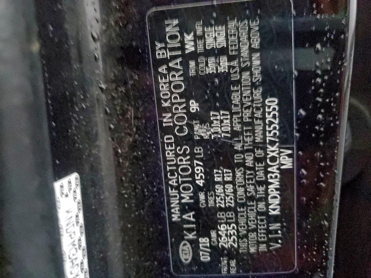 2019 Kia Sportage Lx VIN: KNDPM3ACXK7552550 Lot: 94499165