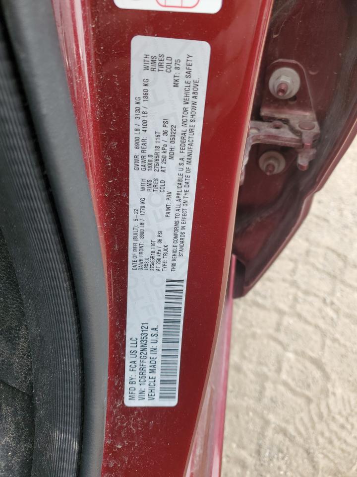 2022 Ram 1500 Big Horn/Lone Star VIN: 1C6RRFFG2NN353121 Lot: 91443325