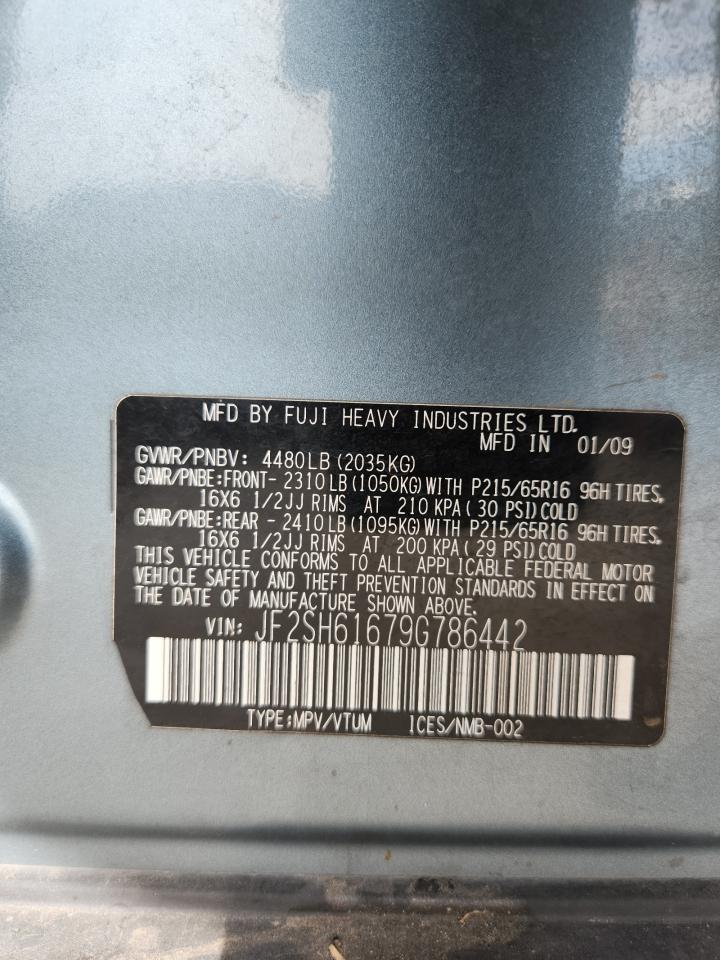 2009 Subaru Forester 2.5X VIN: JF2SH61679G786442 Lot: 92238635
