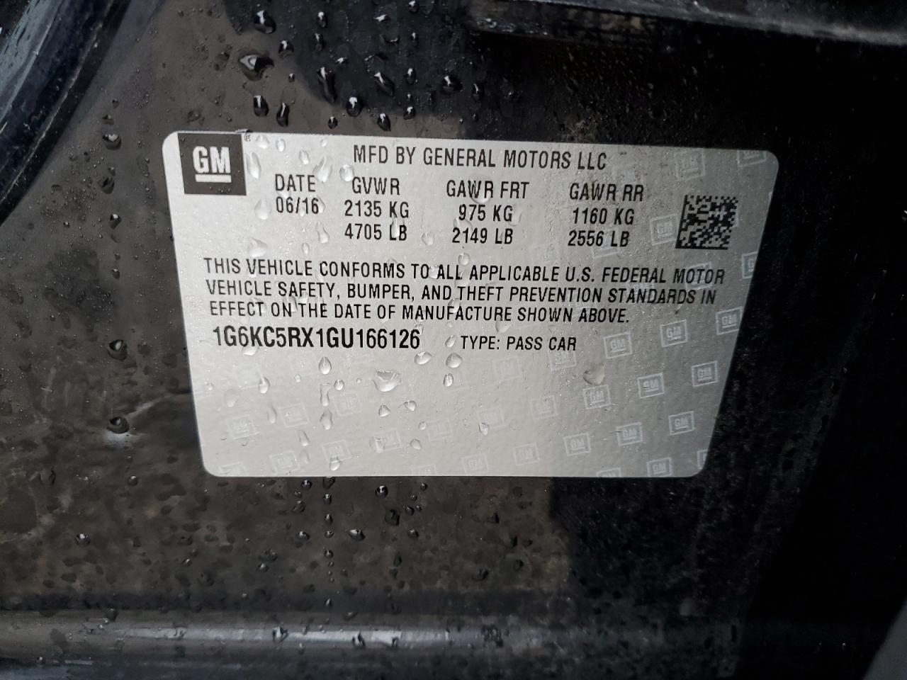 2016 Cadillac Ct6 Luxury VIN: 1G6KC5RX1GU166126 Lot: 92935875