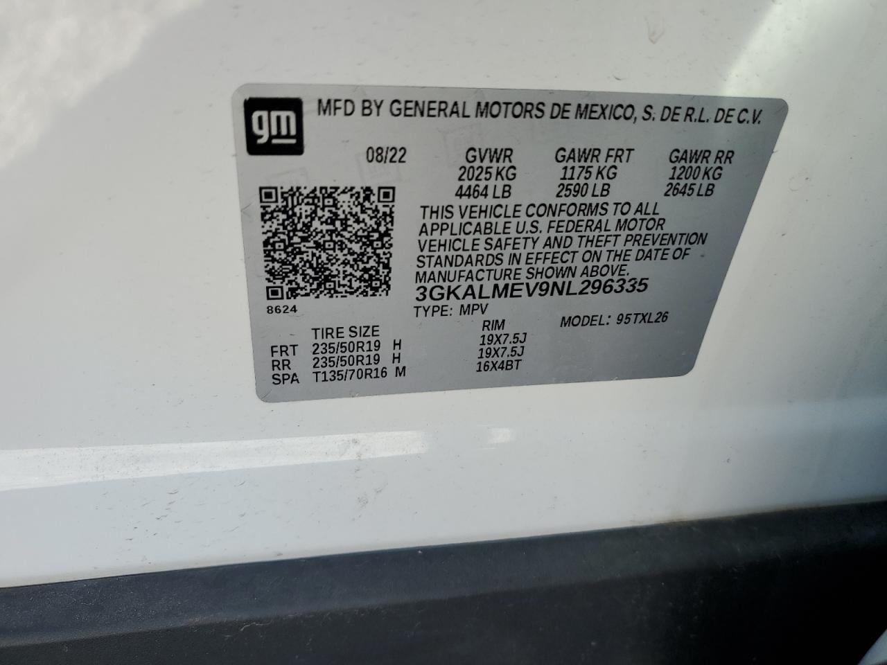 2022 GMC Terrain Sle VIN: 3GKALMEV9NL296335 Lot: 92377025