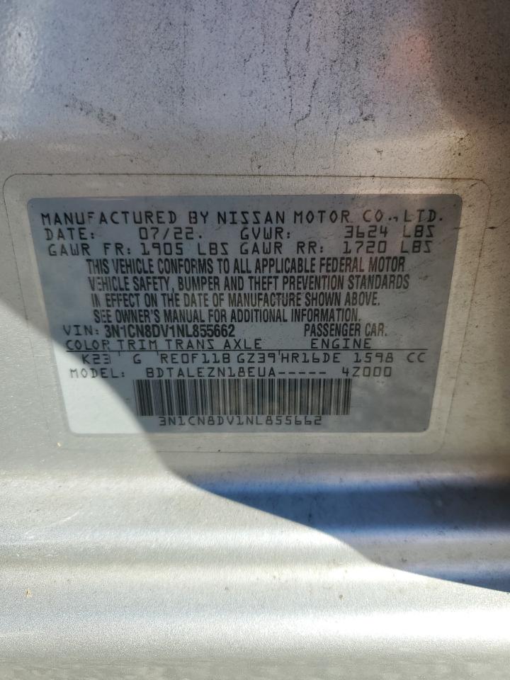 2022 Nissan Versa S VIN: 3N1CN8DV1NL855662 Lot: 93073995