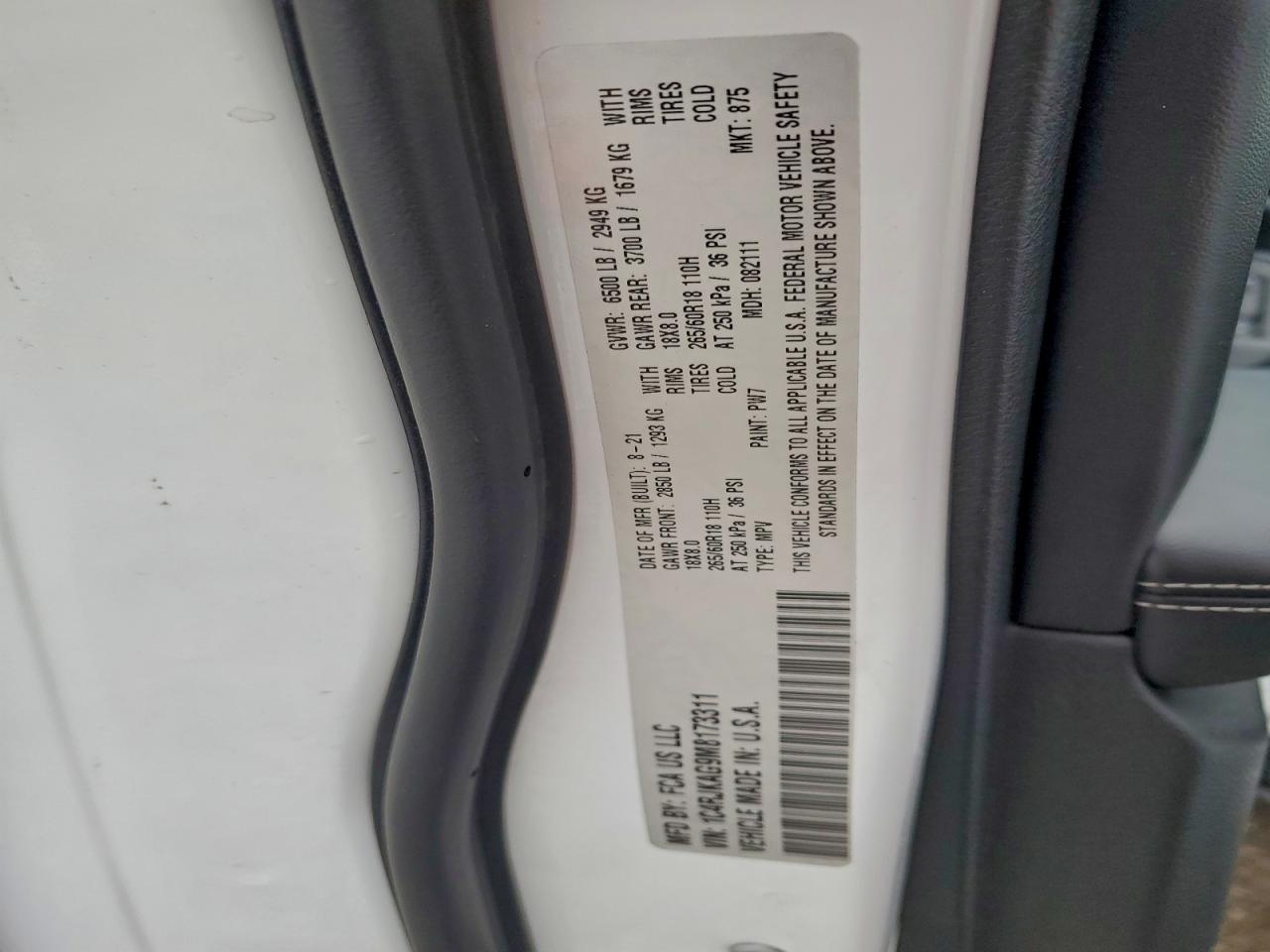 2021 Jeep Grand Cherokee L Laredo VIN: 1C4RJKAG9M8173311 Lot: 94262315