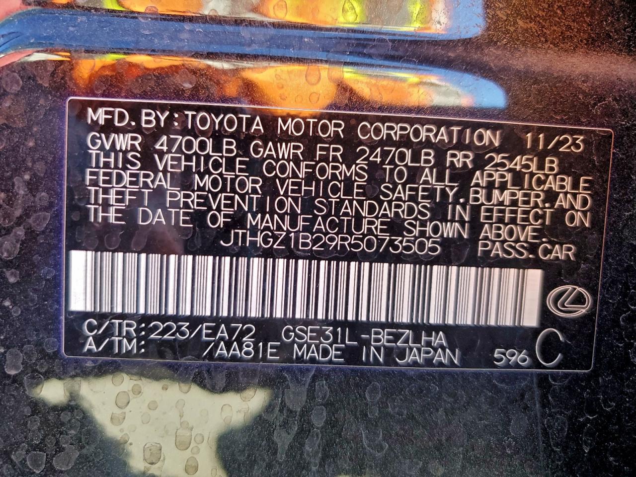 2024 Lexus Is 350 F Sport Design VIN: JTHGZ1B29R5073505 Lot: 91229815