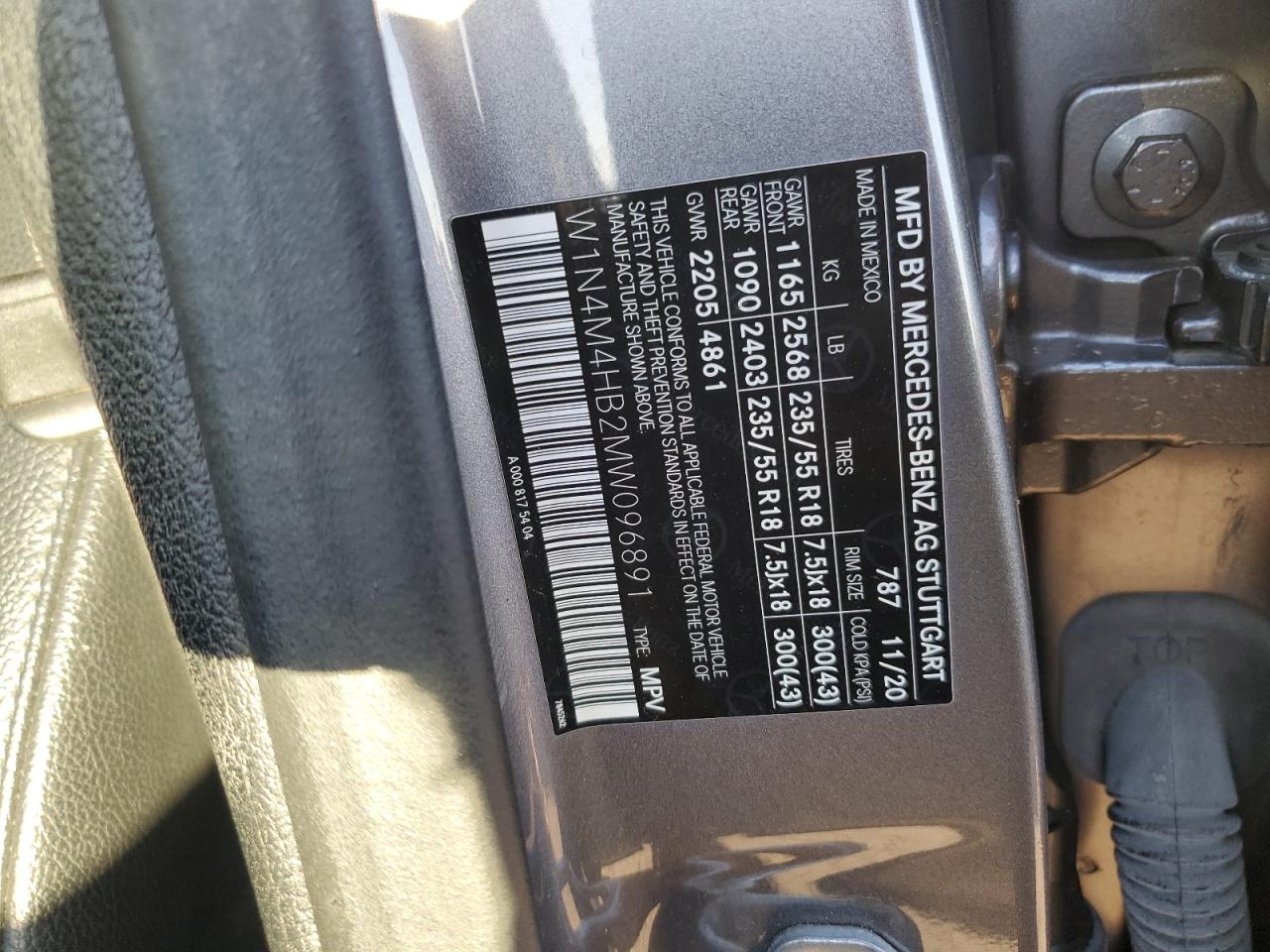 2021 Mercedes-Benz Glb 250 4Matic VIN: W1N4M4HB2MW096891 Lot: 92740275