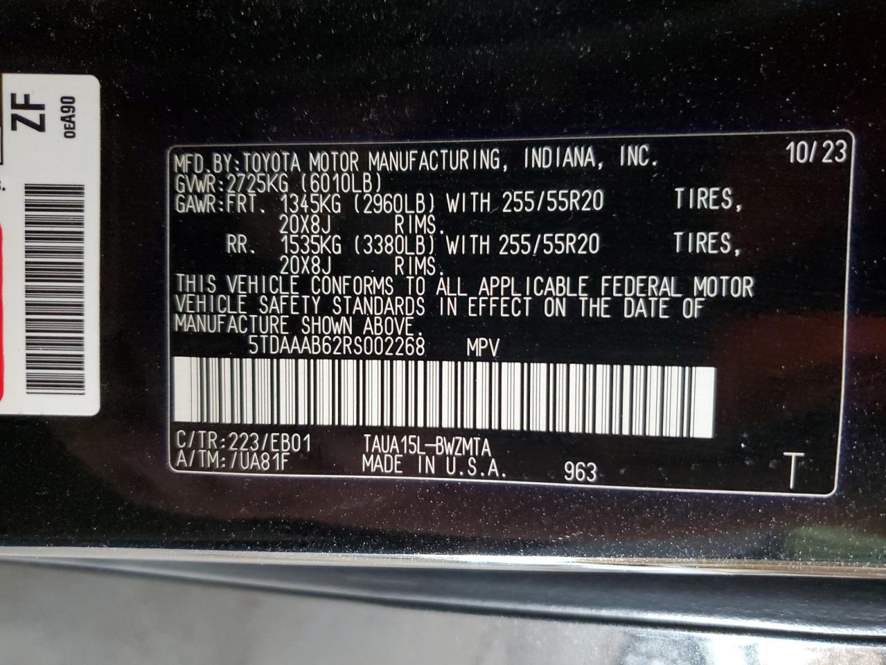 2024 Lexus Tx 350 Base VIN: 5TDAAAB62RS002268 Lot: 92036515