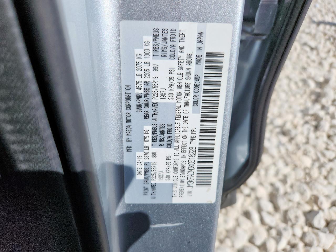 2019 Mazda Cx-5 Grand Touring VIN: JM3KFADM0K0618228 Lot: 92447115