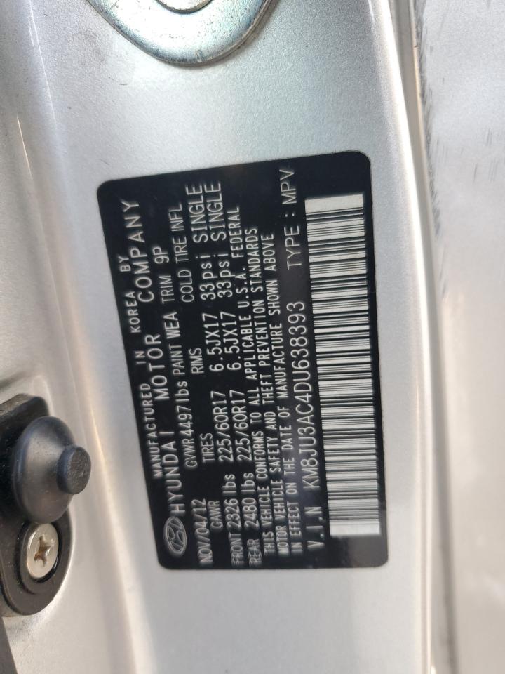 2013 Hyundai Tucson Gls VIN: KM8JU3AC4DU638393 Lot: 93829225