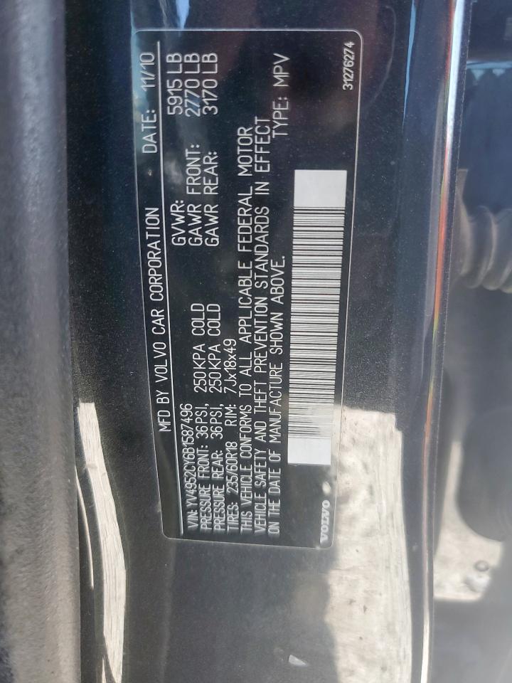 2011 Volvo Xc90 3.2 VIN: YV4952CY6B1587496 Lot: 91879085
