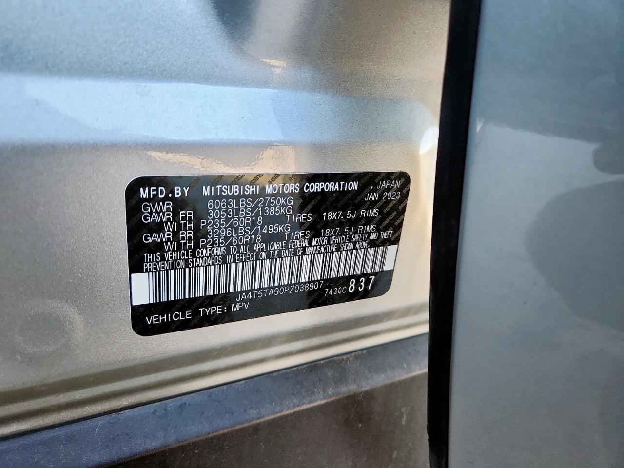 2023 Mitsubishi Outlander Es VIN: JA4T5TA90PZ038907 Lot: 92395425