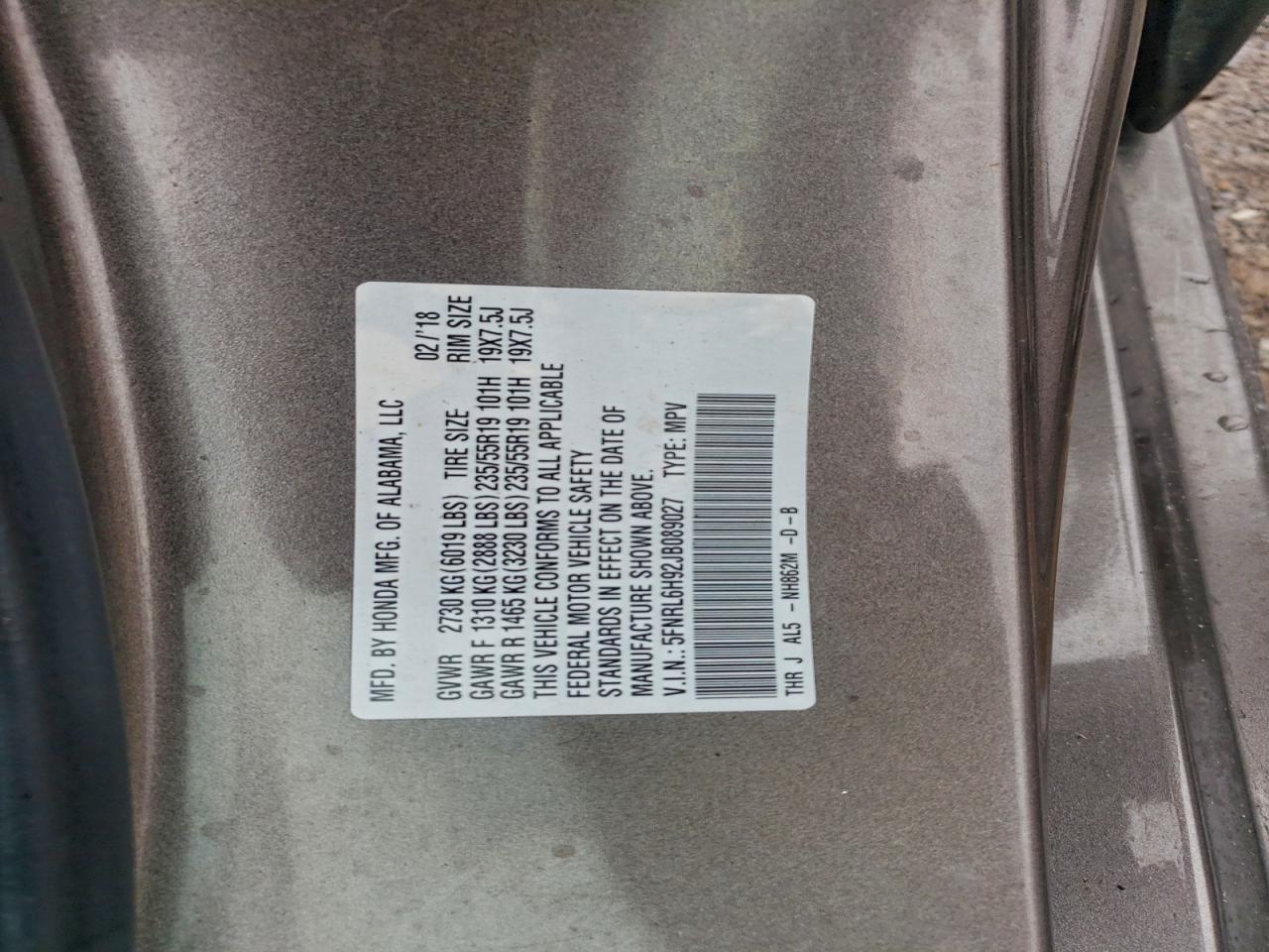 2018 Honda Odyssey Elite VIN: 5FNRL6H92JB089027 Lot: 93314055