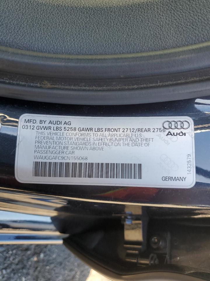 2012 Audi A6 Premium Plus VIN: WAUGGAFC9CN155068 Lot: 92358365