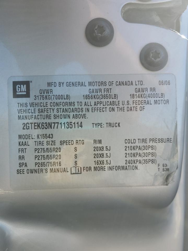 2007 GMC Sierra K1500 Denali Classic VIN: 2GTEK63N771135114 Lot: 91200925