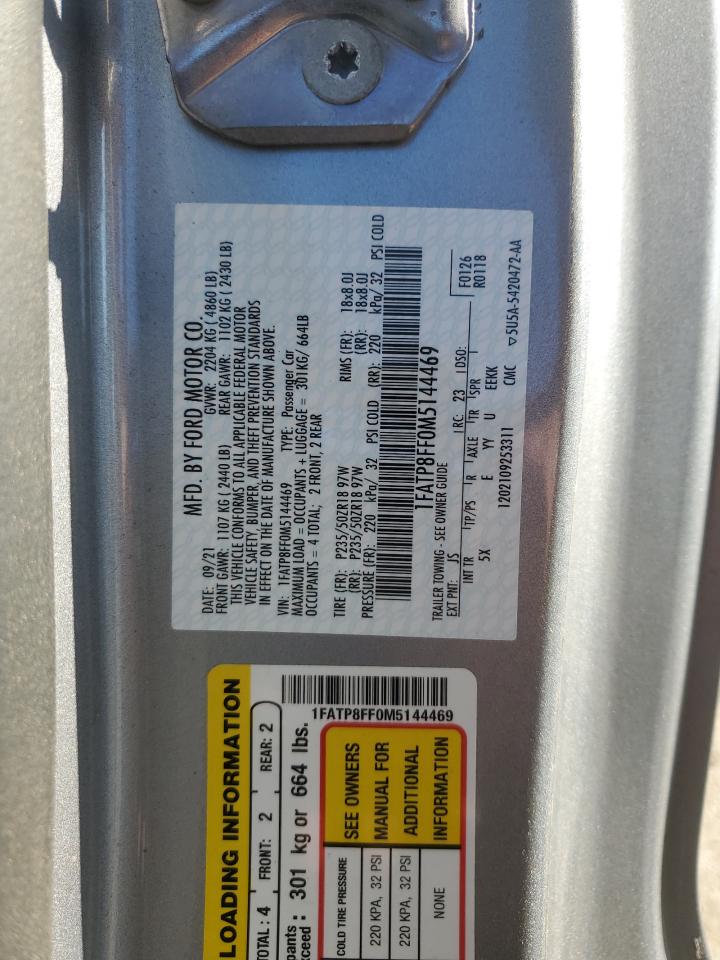 2021 Ford Mustang Gt VIN: 1FATP8FF0M5144469 Lot: 91594665