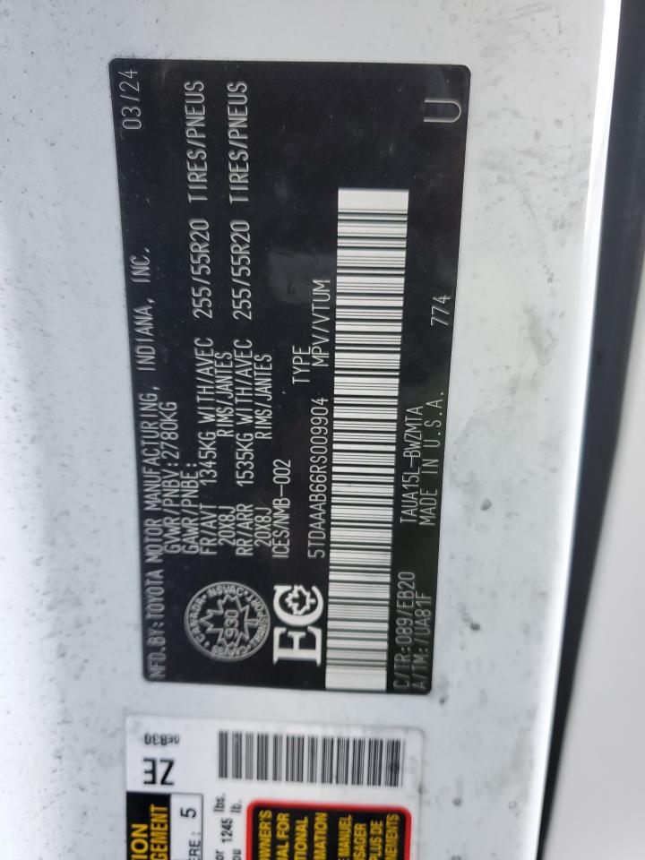 2024 Lexus Tx 350 Base VIN: 5TDAAAB66RS009904 Lot: 91177535