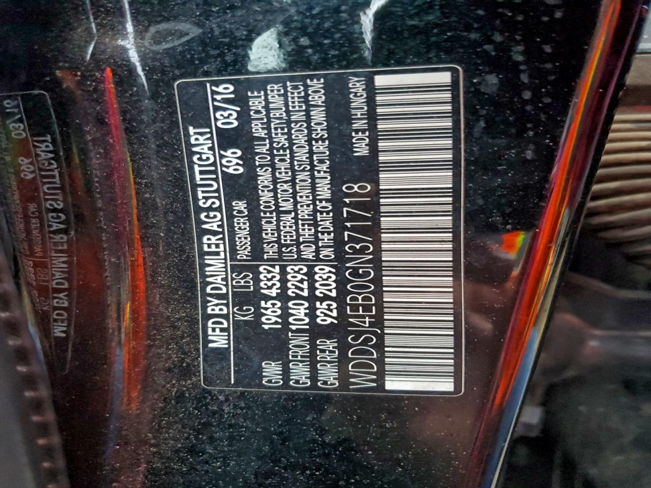 2016 Mercedes-Benz Cla 250 VIN: WDDSJ4EB0GN371718 Lot: 93940735