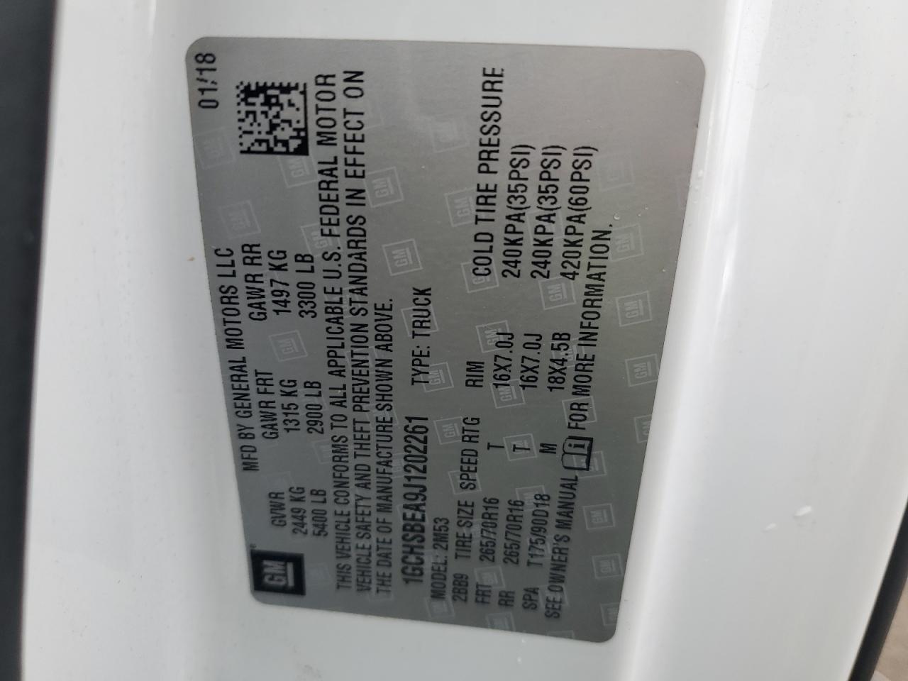 2018 Chevrolet Colorado VIN: 1GCHSBEA9J1202261 Lot: 93070695